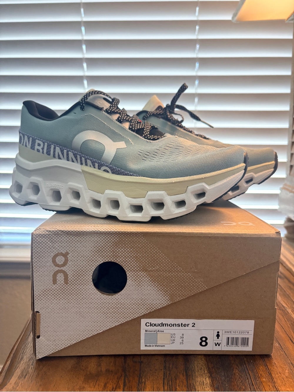 On Running Cloudmonster 2 Women’s Sneakers — Mineral Green & White